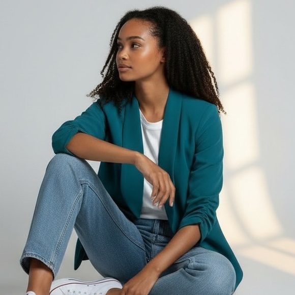 Mint Limit Elegant Teal Women's Blazer Large - Picture 3 of 7